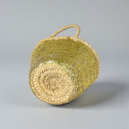 Sequin Straw Basket Mini Tote - Handmade Woven Gift Bag