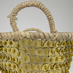 Sequin Straw Basket Set Gold Silver Boho Storage Decor