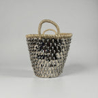 Sequin Straw Basket Set Gold Silver Boho Storage Decor