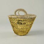 Sequin Straw Basket Set Gold Silver Boho Storage Decor