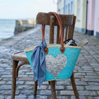 Sequin Heart Straw Beach Bag - Turquoise Market Tote