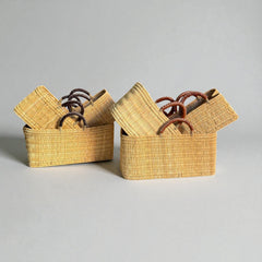 Wicker Basket Tote with Leather Handles