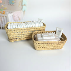 Wicker Tray Bread Basket – Rectangular, Open Weave