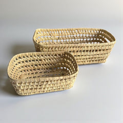 Wicker Tray Bread Basket – Rectangular, Open Weave