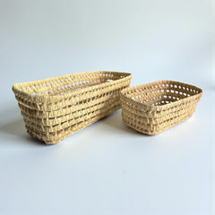 Wicker Tray Bread Basket – Rectangular, Open Weave