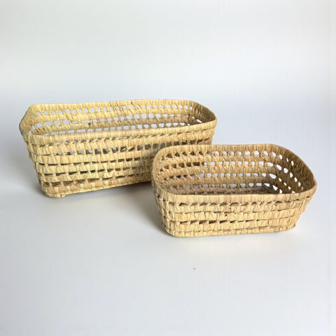 Wicker Tray Bread Basket – Rectangular, Open Weave