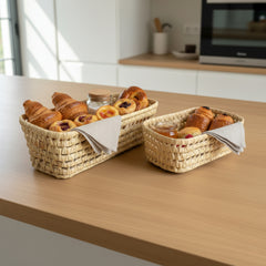 Wicker Tray Bread Basket – Rectangular, Open Weave