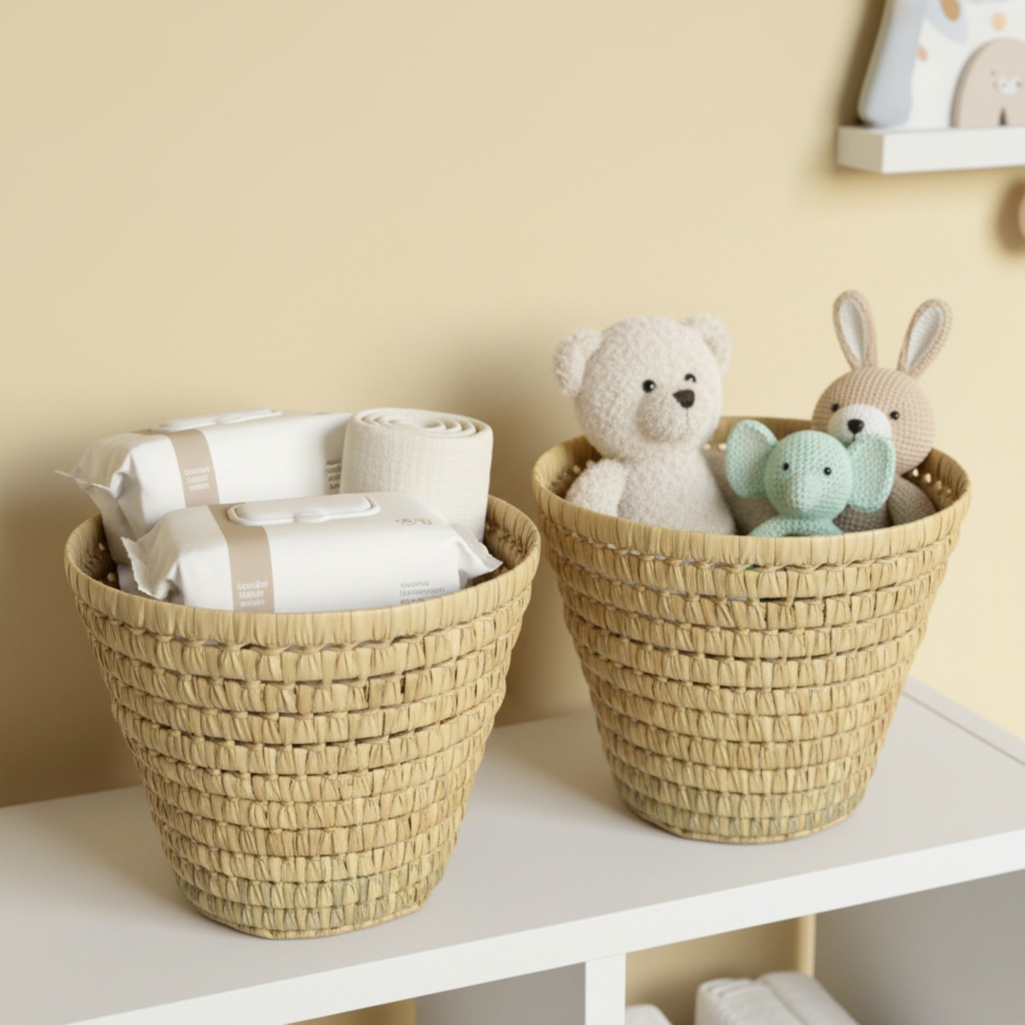 Natural Woven Storage Basket - Boho Nursery Toy Bin & Planter Cover