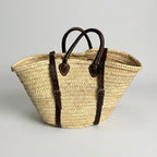 French Market Straw Backpack with Leather Straps