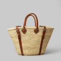 French Market Straw Backpack with Leather Straps