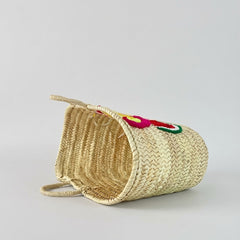 Embroidered Straw Market Basket - Watermelon & Daisy Tote