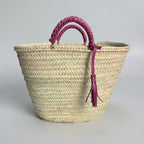Woven Straw Market Tote with Leather Handles & Tassel