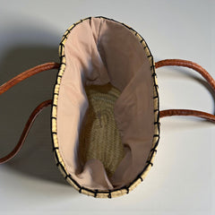 Straw Beach Bag – Woven Market Tote, Leather Handle