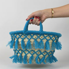 Boho Macrame Tassel Straw Basket Bag Beach Market Tote