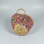Sequin Straw Basket Mini Tote - Handmade Woven Gift Bag