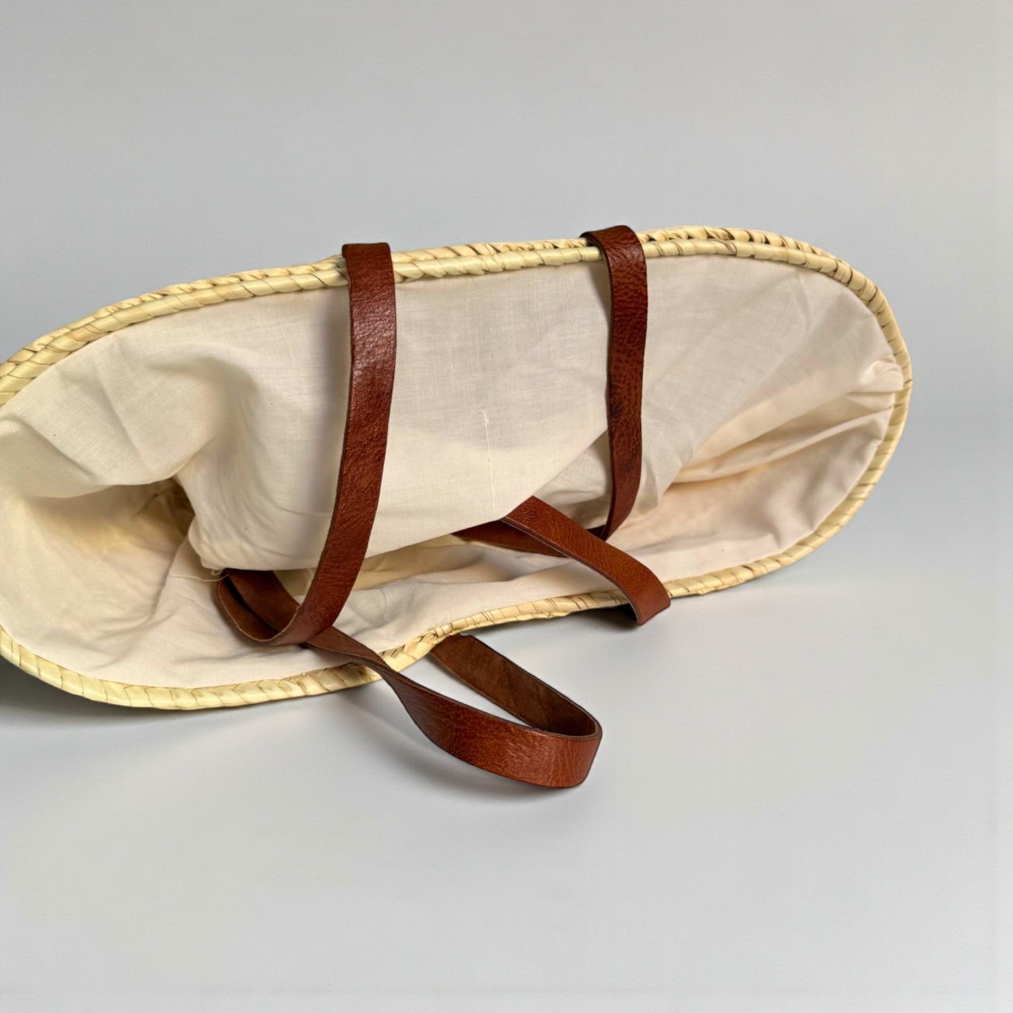 Daisy Straw Tote Bag Handwoven Floral Market Basket