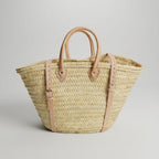 French Market Straw Backpack with Leather Straps