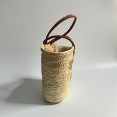 Gold Glitter Heart Straw Tote Bag with Leather Handles - Summer Beach Handbag