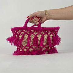 Boho Macrame Tassel Straw Basket Bag Beach Market Tote