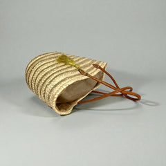 Gold Sequin Straw Market Basket Tote Leather Handles