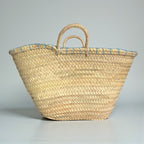 Floral Embroidered Straw Market Basket - Boho Woven Tote Bag