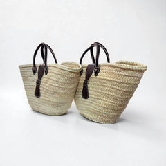 Luxury Woven Straw Beach Bag with Leather Handles