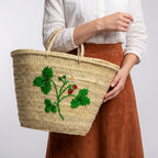 Strawberry Embroidered Straw Basket Bag - Handmade Market Tote