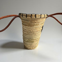 Straw Beach Bag – Woven Market Tote, Leather Handle