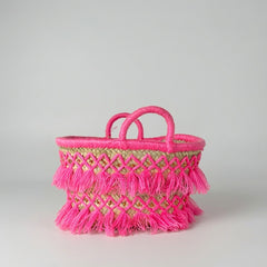 Boho Macrame Tassel Straw Basket Bag Beach Market Tote