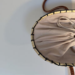 Straw Beach Bag – Woven Market Tote, Leather Handle