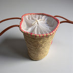 Flamingo Straw Beach Bag Woven Tote with Leather Handles