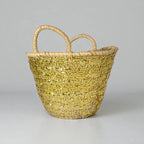 Sequin Straw Basket Mini Tote - Handmade Woven Gift Bag