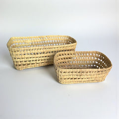 Wicker Tray Bread Basket – Rectangular, Open Weave
