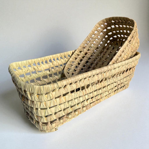 Wicker Tray Bread Basket – Rectangular, Open Weave