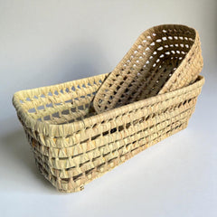 Wicker Tray Bread Basket – Rectangular, Open Weave