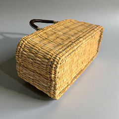 Wicker Basket Tote with Leather Handles