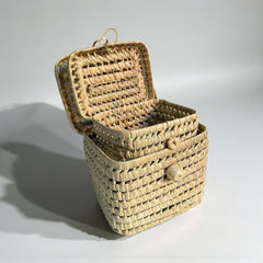 Wicker Basket With Lid — Handwoven Storage Box