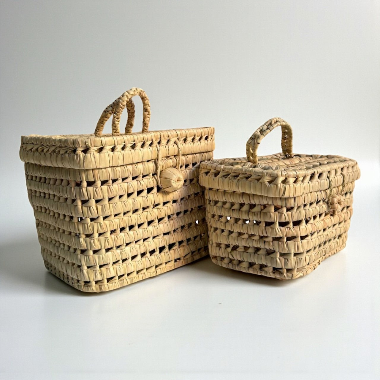 Wicker Basket With Lid — Handwoven Storage Box