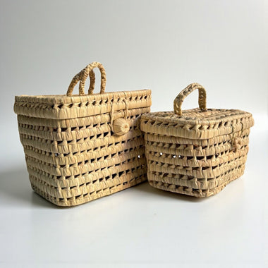 Wicker Basket With Lid — Handwoven Storage Box
