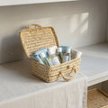 Woven Straw Suitcase Storage Basket - Boho Picnic Hamper & Gift Box