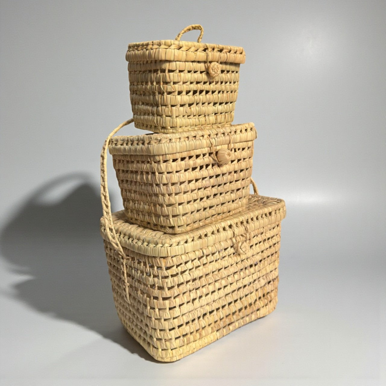 Natural Woven Storage Trunk Palm Leaf Chest Organizer