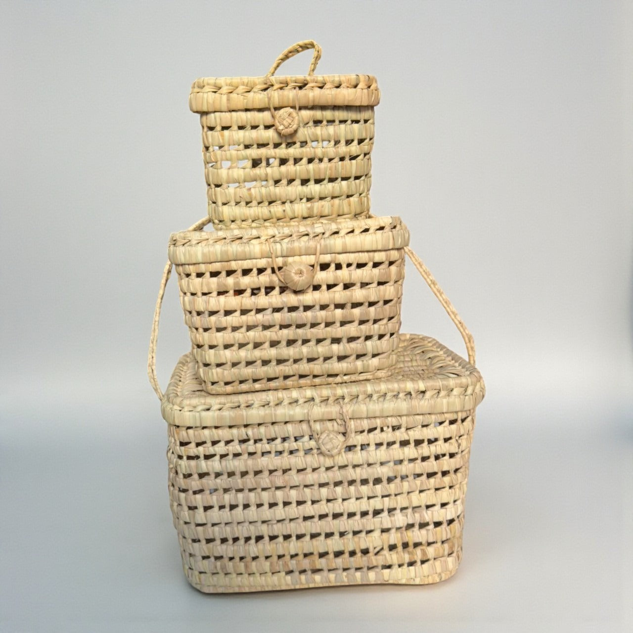Natural Woven Storage Trunk Palm Leaf Chest Organizer