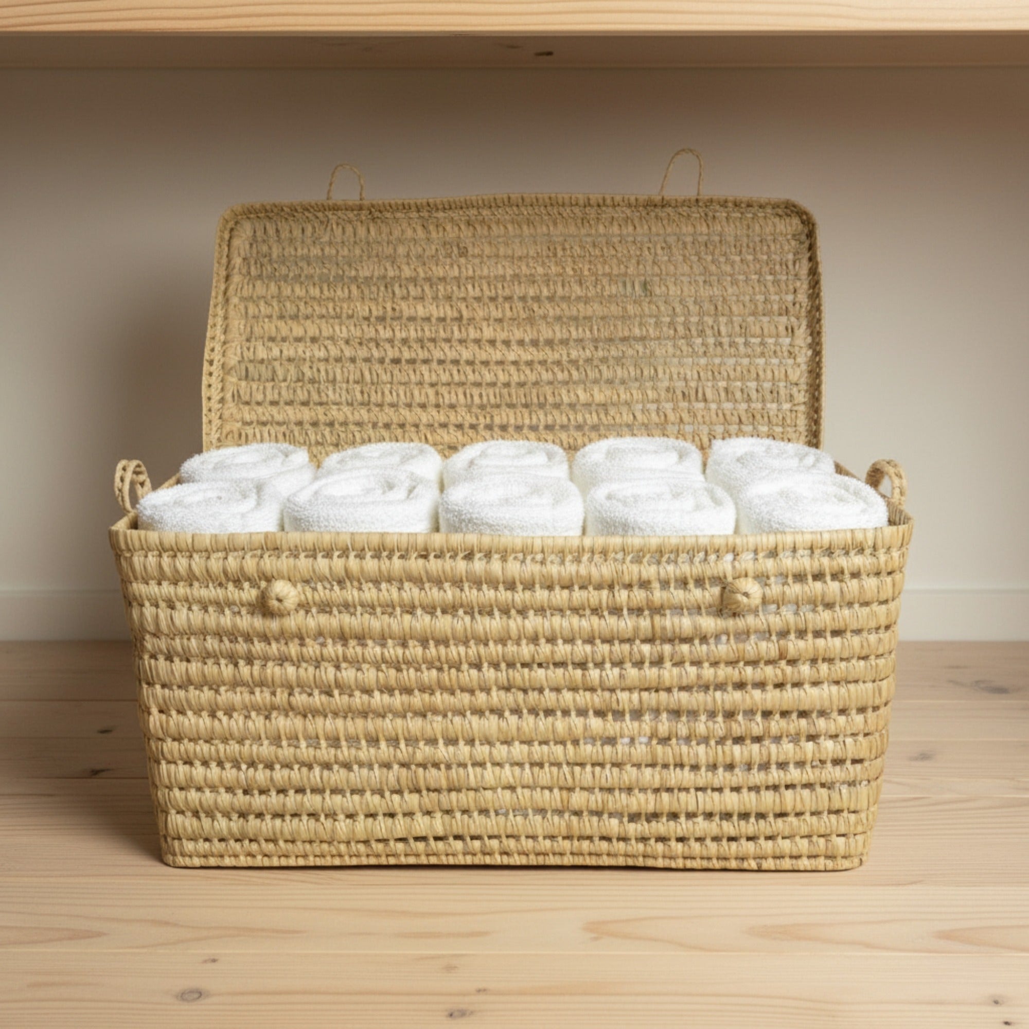 Natural Woven Storage Trunk Palm Leaf Chest Organizer
