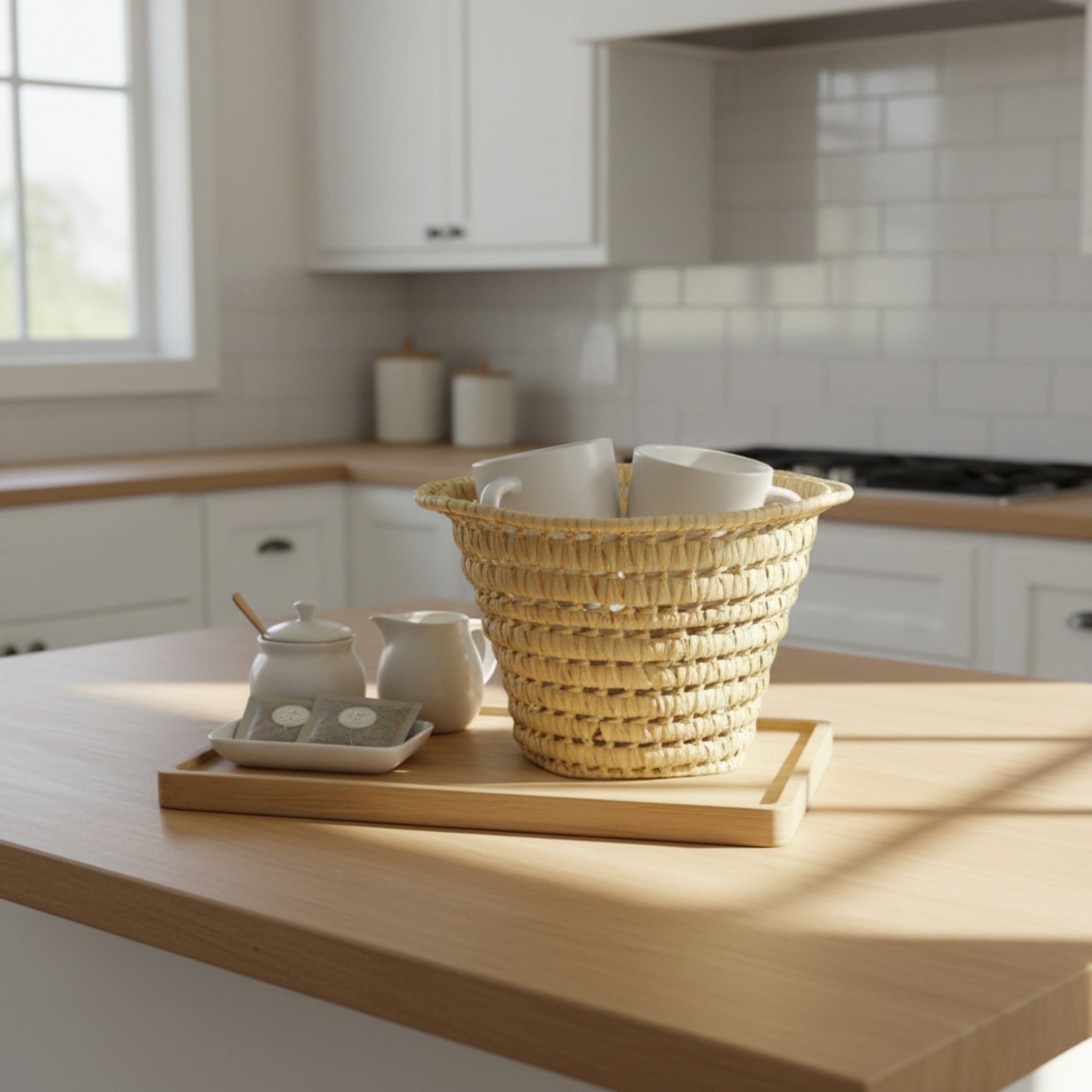 Wicker Tray Basket – Rattan Serving Tray, Wicker Bowl