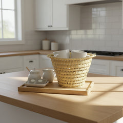 Wicker Tray Basket – Rattan Serving Tray, Wicker Bowl